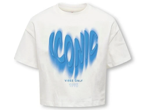 Kids ONLY t-shirt cloud dancer med blåt print